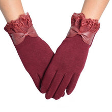 Women Gloves Winter Hand Warmer Lace Bow Driving Gloves Elegant Warm Outwear Gloves Kadin Eldiven#B920