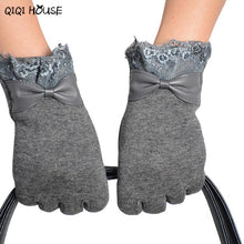 Women Gloves Winter Hand Warmer Lace Bow Driving Gloves Elegant Warm Outwear Gloves Kadin Eldiven#B920