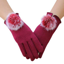 Women Gloves Winter Ladies Cute Hir Ball Cotton Gloves Warm Wrist Hand Gloves Kadin Eldiven#B921