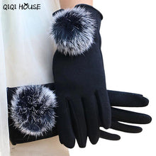 Women Gloves Winter Ladies Cute Hir Ball Cotton Gloves Warm Wrist Hand Gloves Kadin Eldiven#B921