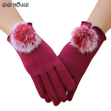 Women Gloves Winter Ladies Cute Hir Ball Cotton Gloves Warm Wrist Hand Gloves Kadin Eldiven#B921