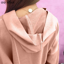 Women Hoodies Sweatshirts Pink Solid Long Sleeve Hoodie Pullovers Autumn Sweatshirt Outwear Tops Sudadera Mujer#C926