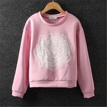 Women Hoodies Sweatshirts Rose Three-dimensional Embroidery Pullover Tops 2017 Female Long Sleeve Coat Casual Jacket Tops 31881