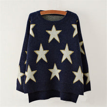 Women Irregular Knit Sweaters Fall new Five-Pointed Star Print Pullovers 2015 Female Loose Casual Coat long Sleeve Sweater 31874