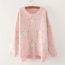 Women Irregular Knit Sweaters Fall new Five-Pointed Star Print Pullovers 2015 Female Loose Casual Coat long Sleeve Sweater 31874