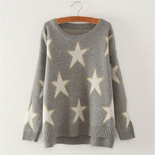 Women Irregular Knit Sweaters Fall new Five-Pointed Star Print Pullovers 2015 Female Loose Casual Coat long Sleeve Sweater 31874