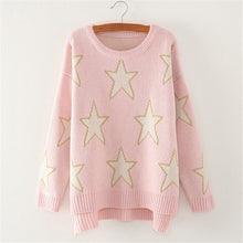 Women Irregular Knit Sweaters Fall new Five-Pointed Star Print Pullovers 2015 Female Loose Casual Coat long Sleeve Sweater 31874