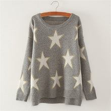 Women Irregular Knit Sweaters Fall new Five-Pointed Star Print Pullovers 2015 Female Loose Casual Coat long Sleeve Sweater 31874