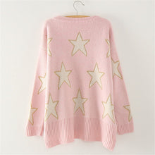 Women Irregular Knit Sweaters Fall new Five-Pointed Star Print Pullovers 2015 Female Loose Casual Coat long Sleeve Sweater 31874