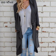 Women Jackets Irregular Gray Long Sleeve Loose Cardigan Solid Elegant Autumn Outwear Coats Manteaux Femme#C905