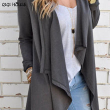 Women Jackets Irregular Gray Long Sleeve Loose Cardigan Solid Elegant Autumn Outwear Coats Manteaux Femme#C905