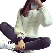 Women Korean Sweater Thick Coarse Wool Knitted Tops Fashion Puff Sleeve Casual For Autumn Winter Knitted Pullover 70093