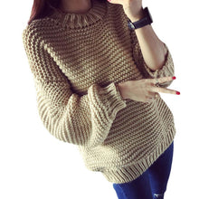 Women Korean Sweater Thick Coarse Wool Knitted Tops Fashion Puff Sleeve Casual For Autumn Winter Knitted Pullover 70093