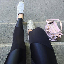 Women Leggings Workout Clothes Faux Leather Patchwork High Waist Fitness Pants Elastic Leggings Mayas Mujer#212