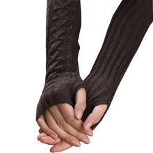 Women Long Gloves Knitted Warmer Hand Gloves Winter Autumn Hollow Out Fingerless Gloves Luvas De Inverno#B920