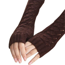 Women Long Gloves Knitted Warmer Hand Gloves Winter Autumn Hollow Out Fingerless Gloves Luvas De Inverno#B920