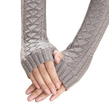 Women Long Gloves Knitted Warmer Hand Gloves Winter Autumn Hollow Out Fingerless Gloves Luvas De Inverno#B920