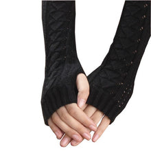 Women Long Gloves Knitted Warmer Hand Gloves Winter Autumn Hollow Out Fingerless Gloves Luvas De Inverno#B920
