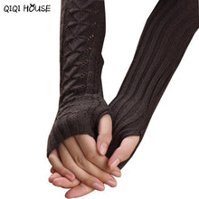 Women Long Gloves Knitted Warmer Hand Gloves Winter Autumn Hollow Out Fingerless Gloves Luvas De Inverno#B920