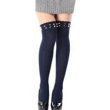 Women Long Over Knee Thigh-High Stocking Rivet Boot Stocking Cotton Calzini Donna Stockings Sexy Women Medias Mujer #156