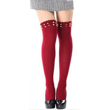 Women Long Over Knee Thigh-High Stocking Rivet Boot Stocking Cotton Calzini Donna Stockings Sexy Women Medias Mujer #156