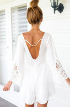 Women Long Sleeve White Lace V Neck Jumpsuits Rompers Short Pants Women Sexy Club Jumpsuits White Bodaysuite Deep V Neck #12