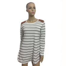 Women O Neck Long Sleeve Basic Tops Casual Loose Striped T-Shirt Patchwork T-shirts Women Spring Autumn Camiseta Femininos