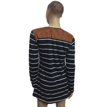Women O Neck Long Sleeve Basic Tops Casual Loose Striped T-Shirt Patchwork T-shirts Women Spring Autumn Camiseta Femininos