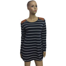 Women O Neck Long Sleeve Basic Tops Casual Loose Striped T-Shirt Patchwork T-shirts Women Spring Autumn Camiseta Femininos