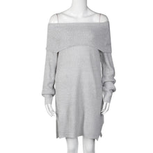 Women Off shoulder knitted sweater women 2016 Autumn Winter Side Splite Ladies Long sweaters and pullovers pull femme #WY