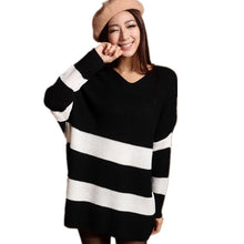 Women Plus Size Casual Knitted Autumn Winter New Sweater O-neck Knitting Stripped Pullover Long 4 Colors Sweater 70244