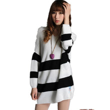 Women Plus Size Casual Knitted Autumn Winter New Sweater O-neck Knitting Stripped Pullover Long 4 Colors Sweater 70244