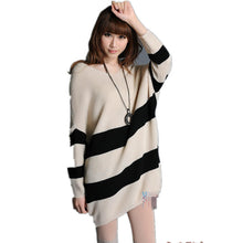 Women Plus Size Casual Knitted Autumn Winter New Sweater O-neck Knitting Stripped Pullover Long 4 Colors Sweater 70244