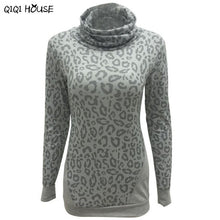 Women'S Tracksuits Pullover Turtleneck Slim Casual Tops Leopard Print Sexy Long Sleeve Blouse Moleton Feminina#905