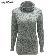 Women'S Tracksuits Pullover Turtleneck Slim Casual Tops Leopard Print Sexy Long Sleeve Blouse Moleton Feminina#905