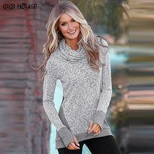 Women'S Tracksuits Pullover Turtleneck Slim Casual Tops Leopard Print Sexy Long Sleeve Blouse Moleton Feminina#905