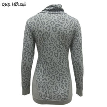 Women'S Tracksuits Pullover Turtleneck Slim Casual Tops Leopard Print Sexy Long Sleeve Blouse Moleton Feminina#905