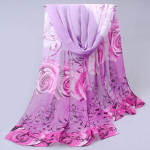 Women Scarf Chiffon Printed Flowers Soft Ponchos And Capes Beautiful Elegant Shawl Wrap Scarves Sciarpe Donna#112