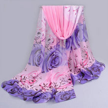 Women Scarf Chiffon Printed Flowers Soft Ponchos And Capes Beautiful Elegant Shawl Wrap Scarves Sciarpe Donna#112