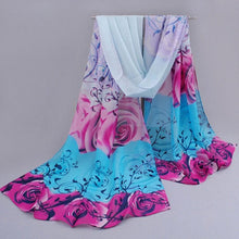 Women Scarf Chiffon Printed Flowers Soft Ponchos And Capes Beautiful Elegant Shawl Wrap Scarves Sciarpe Donna#112