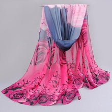 Women Scarf Chiffon Printed Flowers Soft Ponchos And Capes Beautiful Elegant Shawl Wrap Scarves Sciarpe Donna#112