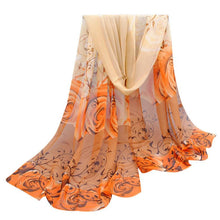Women Scarf Chiffon Printed Flowers Soft Ponchos And Capes Beautiful Elegant Shawl Wrap Scarves Sciarpe Donna#112