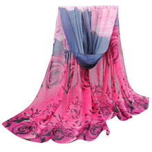 Women Scarf Chiffon Printed Flowers Soft Ponchos And Capes Beautiful Elegant Shawl Wrap Scarves Sciarpe Donna#112