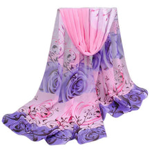 Women Scarf Chiffon Printed Flowers Soft Ponchos And Capes Beautiful Elegant Shawl Wrap Scarves Sciarpe Donna#112