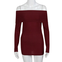 Women Sexy Blouses Off Shoulder Long Sleeve Blouse Slim Autumn Basic Knitted Sweater Blouse Blusa Mujer Sin Hombros#A919