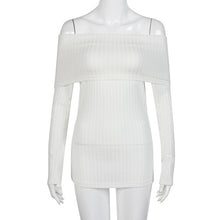 Women Sexy Blouses Off Shoulder Long Sleeve Blouse Slim Autumn Basic Knitted Sweater Blouse Blusa Mujer Sin Hombros#A919