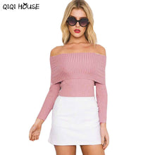 Women Sexy Blouses Off Shoulder Long Sleeve Blouse Slim Autumn Basic Knitted Sweater Blouse Blusa Mujer Sin Hombros#A919