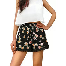 Women Sexy Hot Short Summer Casual Polyester Print Loose Shorts High Waist Lace Short Beach #3546
