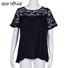 Women Shirt Short Sleeve Hollow Out Lace Solid Tops Ladies Office Loose Shirt Summer Wear Blusas De Verao#A919