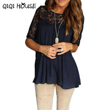 Women Shirt Short Sleeve Hollow Out Lace Solid Tops Ladies Office Loose Shirt Summer Wear Blusas De Verao#A919